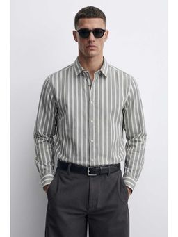MISCHIEF MONKEY - Prinred Stripe Shirt Grey