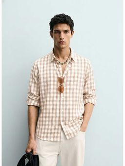 MISCHIEF MONKEY - Cotton Check Shirt Brown