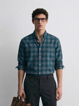 MISCHIEF MONKEY - Cotton Check Shirt Green