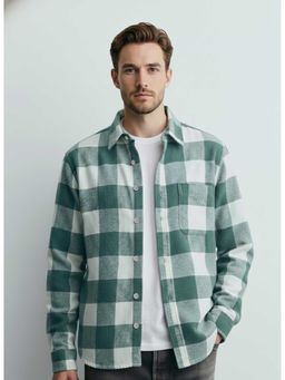 MISCHIEF MONKEY - Brushing Checked Shirt Green