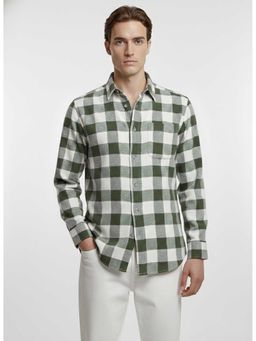 MISCHIEF MONKEY - Brushing Checked Shirt Olive