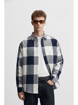 MISCHIEF MONKEY - Brushing Checked Shirt Blue