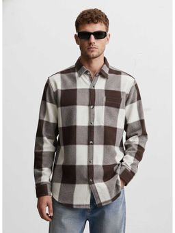 MISCHIEF MONKEY - Brushing Checked Shirt Brown