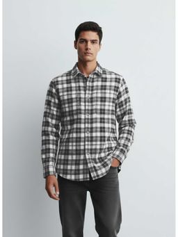 MISCHIEF MONKEY - Brushing Checked Shirt Grey
