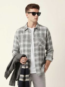 MISCHIEF MONKEY - Brushing Checked Shirt Grey
