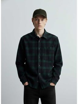 MISCHIEF MONKEY - Brushing Checked Shirt Olive