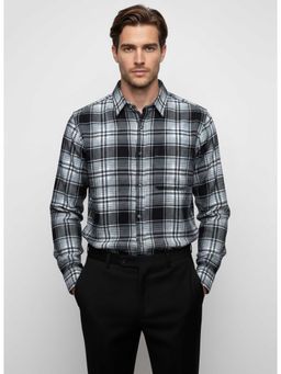 MISCHIEF MONKEY - Brushing Checked Shirt Black
