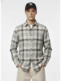 MISCHIEF MONKEY - Brushing Checked Shirt Brown