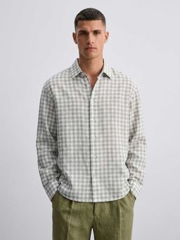 MISCHIEF MONKEY - Linen Check Shirt Grey