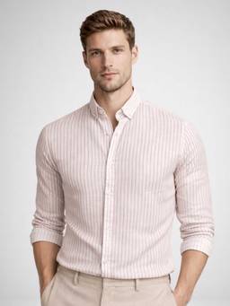 MISCHIEF MONKEY - Linen Stripe Shirt Peach