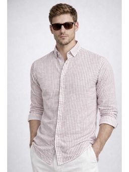 MISCHIEF MONKEY - Linen Stripe Shirt Pink