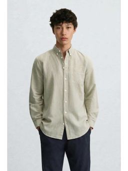 MISCHIEF MONKEY - Linen Blend Shirt Beige