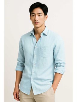 MISCHIEF MONKEY - Linen Blend Shirt Blue