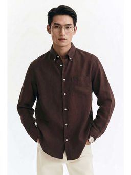 MISCHIEF MONKEY - Linen Blend Shirt Brown