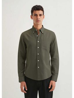 MISCHIEF MONKEY - Linen Blend Shirt Khaki