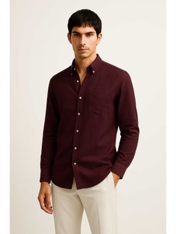 MISCHIEF MONKEY - Linen Blend Shirt Maroon