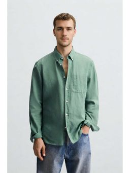 MISCHIEF MONKEY - Linen Blend Shirt Green