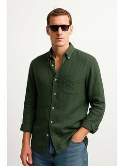 MISCHIEF MONKEY - Linen Blend Shirt Olive