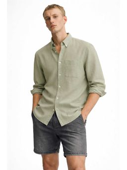 MISCHIEF MONKEY - Linen Blend Shirt Green
