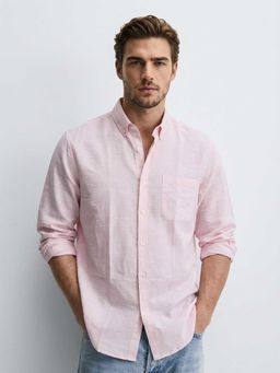 MISCHIEF MONKEY - Linen Blend Shirt Pink