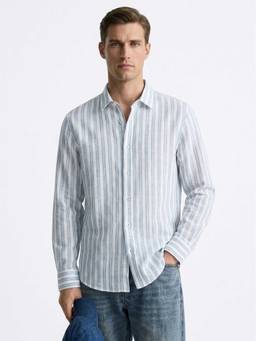 MISCHIEF MONKEY - Printed Stripe Shirt Blue