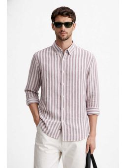MISCHIEF MONKEY - Linen Stripe Shirt Pink