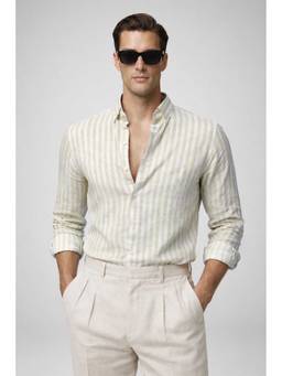 MISCHIEF MONKEY - Linen Stripe Shirt Yellow
