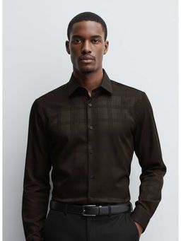 MISCHIEF MONKEY - Satin Check Shirt Brown