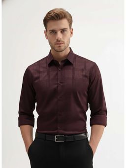 MISCHIEF MONKEY - Satin Check Shirt Maroon