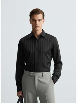 MISCHIEF MONKEY - Satin Stripe Shirt Black