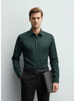 MISCHIEF MONKEY - Satin Stripe Shirt Green
