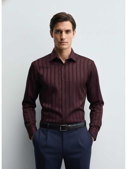 MISCHIEF MONKEY - Satin Stripe Shirt Maroon