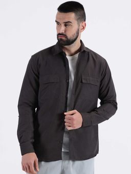 MISCHIEF MONKEY - Double Pocket Cargo Shirt Grey
