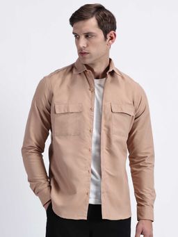 MISCHIEF MONKEY - Double Pocket Cargo Shirt Tan