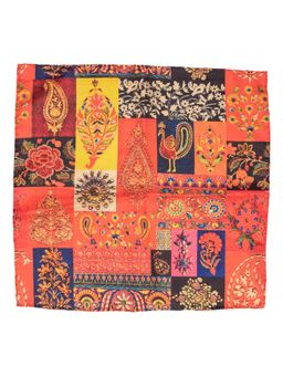 The Tie Hub - Orange Multiple Block Silk And Cotton Pocket Square