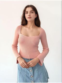 Outzidr - Pink Square Neckline Flat Top