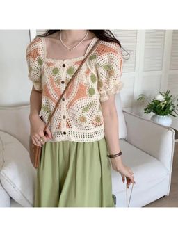 Outzidr - Multi-Color Crochet Vacay Knit Top