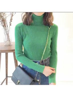 Outzidr - Light Green Turtle Neck Top