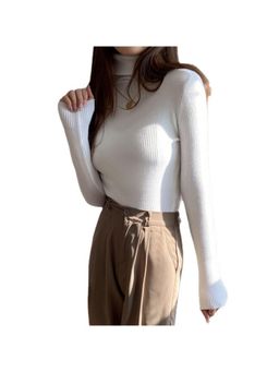 Outzidr - White Turtle Neck Thin Top