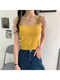 Outzidr - Yellow Square Neck Top