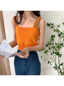 Outzidr - Orange Square Neck Top