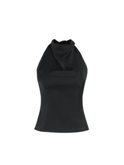 Outzidr - Black Halter Cowl Neck Top