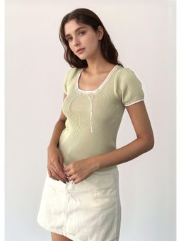 Outzidr - Yellow Bow With Contrast Piping Top