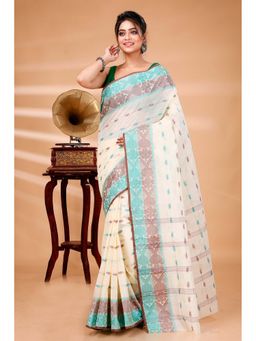 DipDiya - Pure Cotton Traditional Bengal Aged Tant Saree with Unstitched Blouse