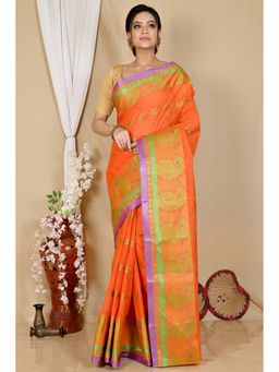DipDiya - Orange Aloka Tant Saree with Unstitched Blouse