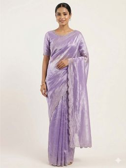 Odette - Lavender Silk Blend Saree with Unstitched Blouse