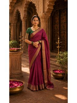AMRUTKALA SAREES - Pink Cotton Silk Kanjivaram Saree with Unstitched Blouse