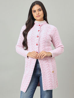 Duke - Women Long Coat Regular Pink Cardigan