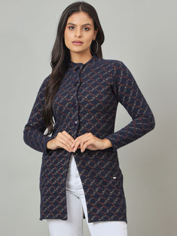 Duke - Women Blue Long Coat Short Style