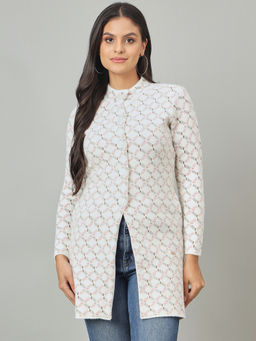 Duke - Women White Long Coat Short Style